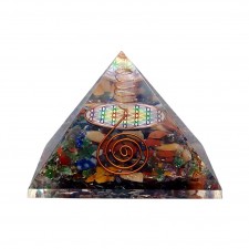Orgonite Pyramide Fleur de vie avec pointe de Cristal